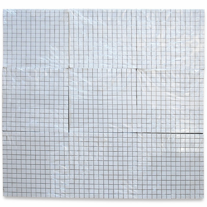 T23P Thassos White Marble Grid Square Mosaic Tile 3/4×3/4 Polished
