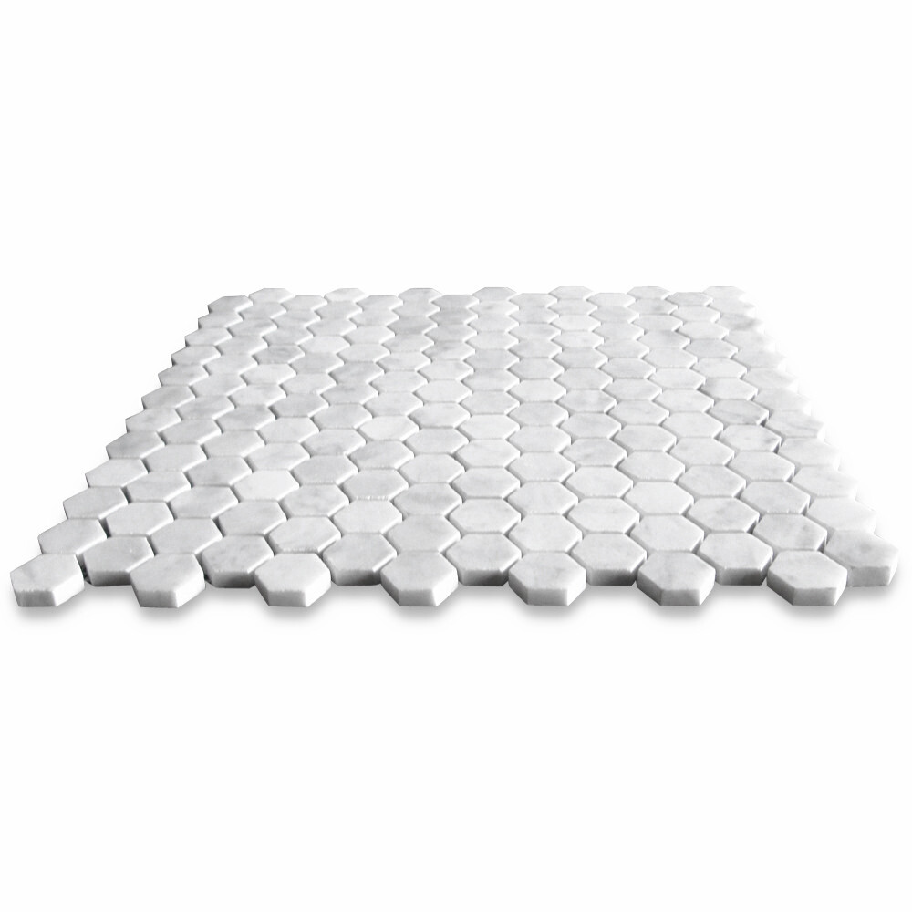 C31XH Carrara Marble 1″ Hexagon Tile Venato White Carrera Mosaic Honed