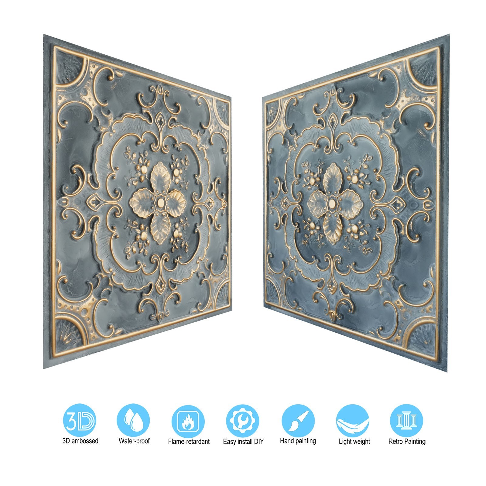 Classic style ceiling tile smoked gold groggery decor wall panel PL19 10pcs/lot