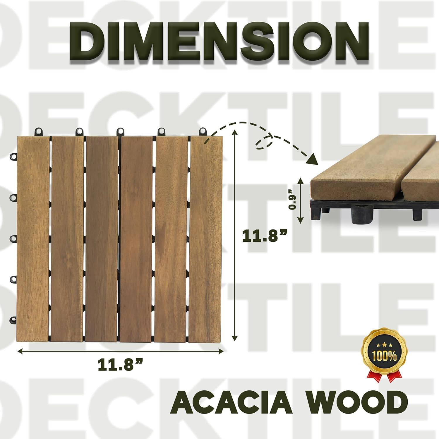 Acacia Wood Deck Tiles 9 Pcs Interlocking Snap Flooring Patio Balcony Pool