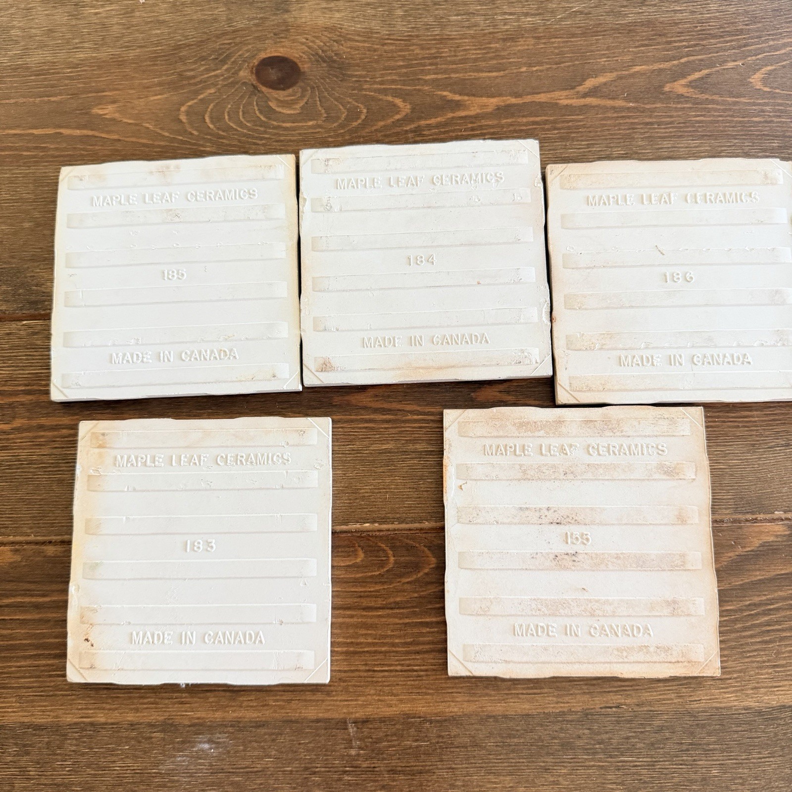 Vintage Ceramic Tiles Florals 4.5 “X 4.5” Made In Canada Set Of 5