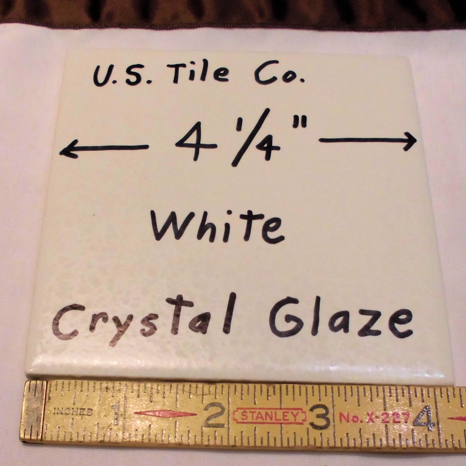 1 pc. *White* Ceramic Tile 4-1/4″ Crystal Glazed, Made in USA, New Old Stock