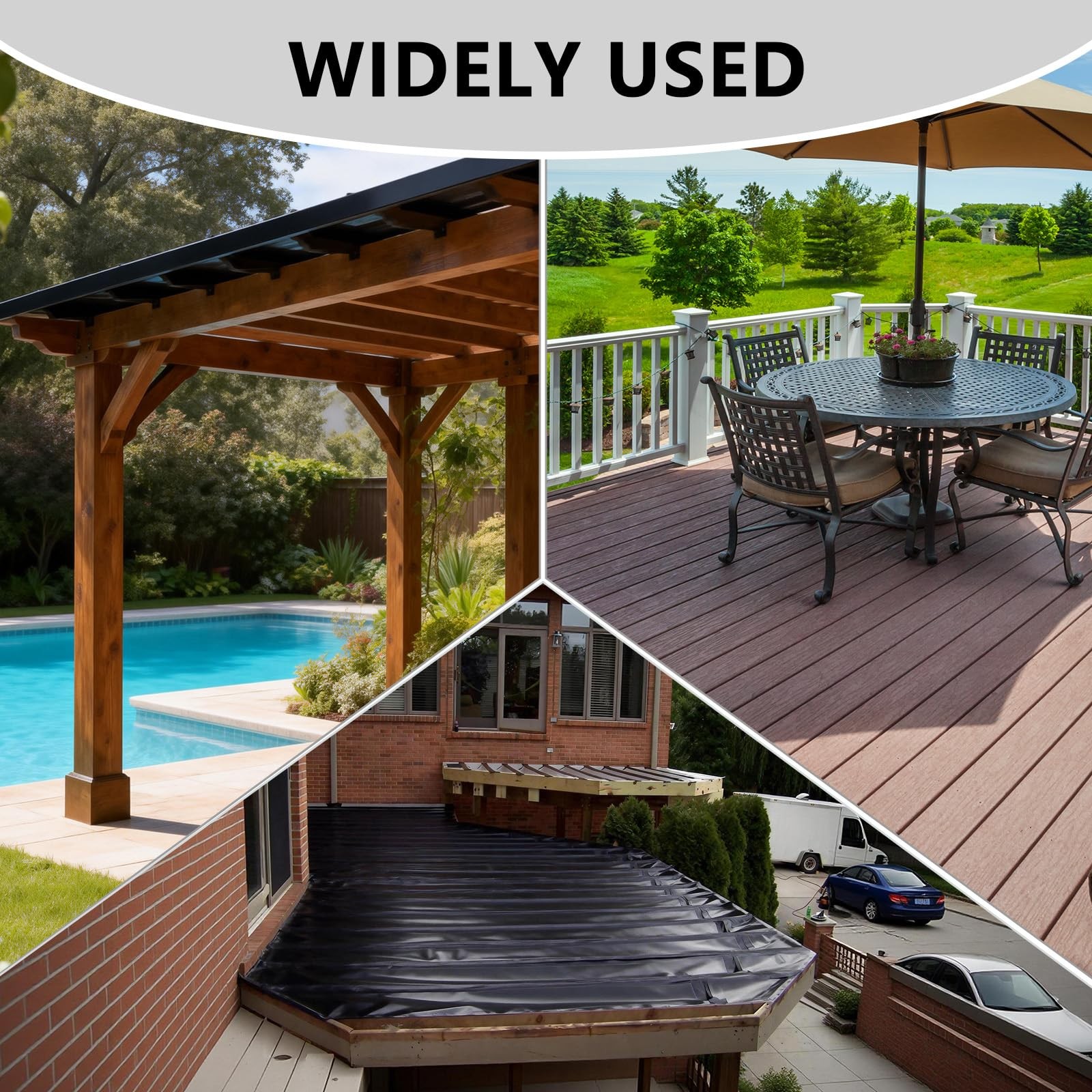 1PCS 50 ft x 20 inches Black Under Deck Drainage System Trough Deck, HDPE Wat…