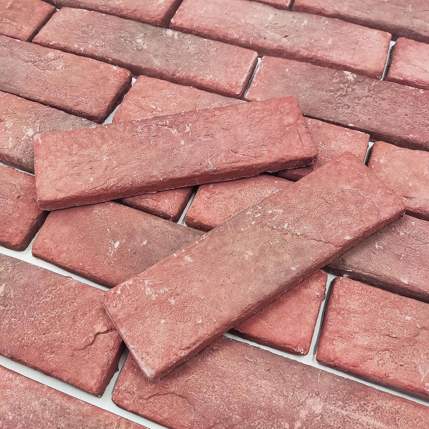 20 Pcs Red Thin Wall Brick Veneers, 2.4″ x 7.9″ for Kitchen Backsplash, Fireplac