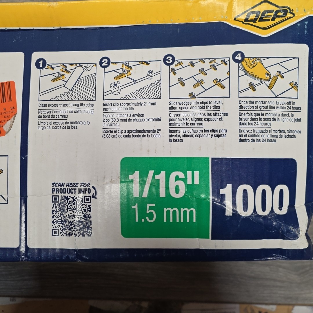 1000 Clips Lash XL Tile Leveling System for 1/16″ 1.5mm Grout Install Floor Wall
