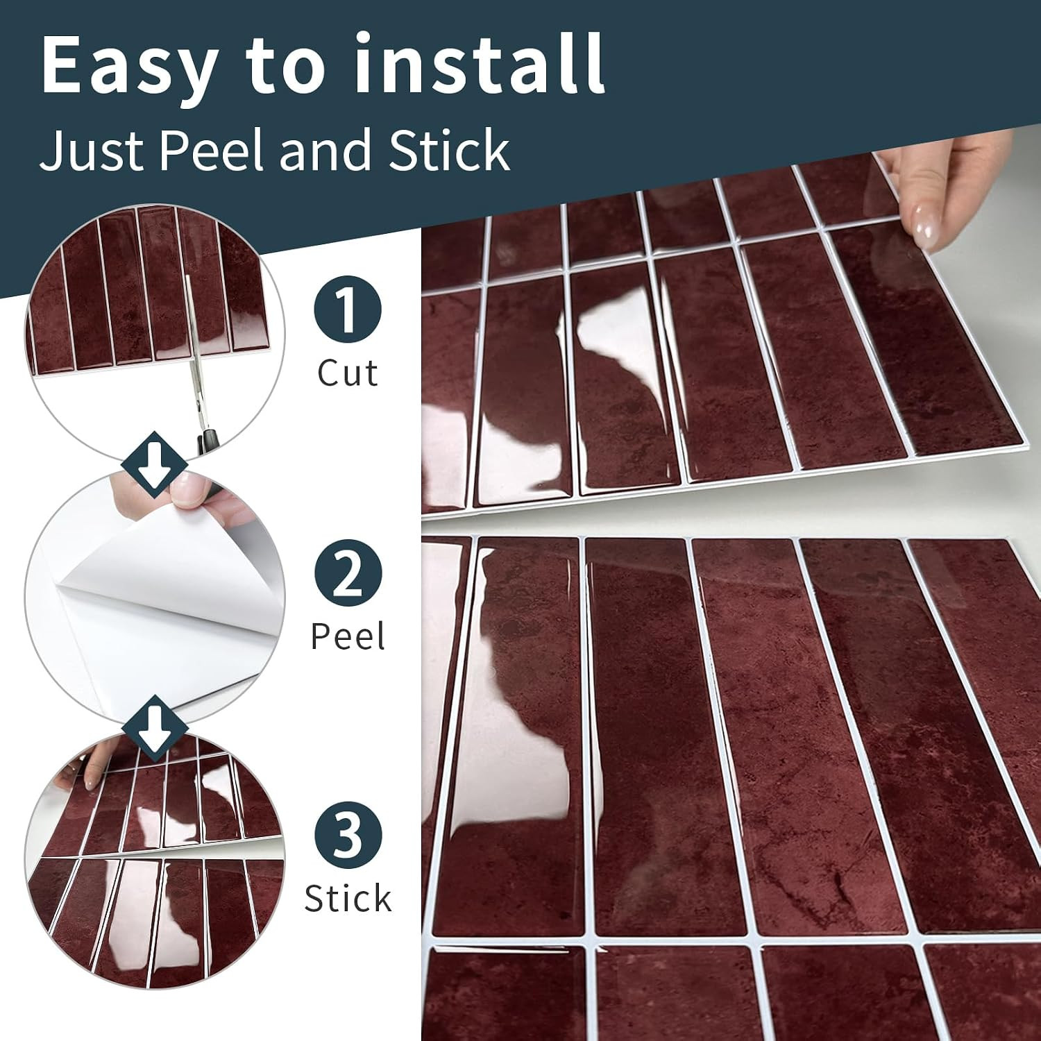 10 Sheets Upgraded Thicker Design Subway Tile Peel and Stick Backsplash | 12”×12