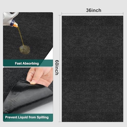 36″ x 60″ Oil Drip Mat for Garage Driveway, Reusable Floor Oil Spill Leak