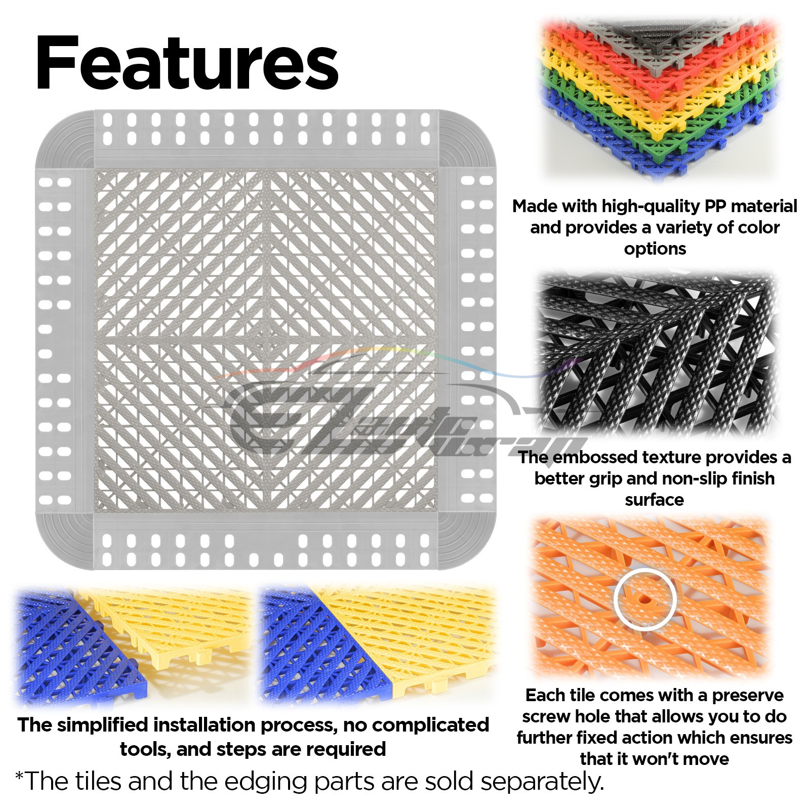 Garage Floor Mat Tile Interlocking Perforated Flooring Rubber Basement Auto Shop