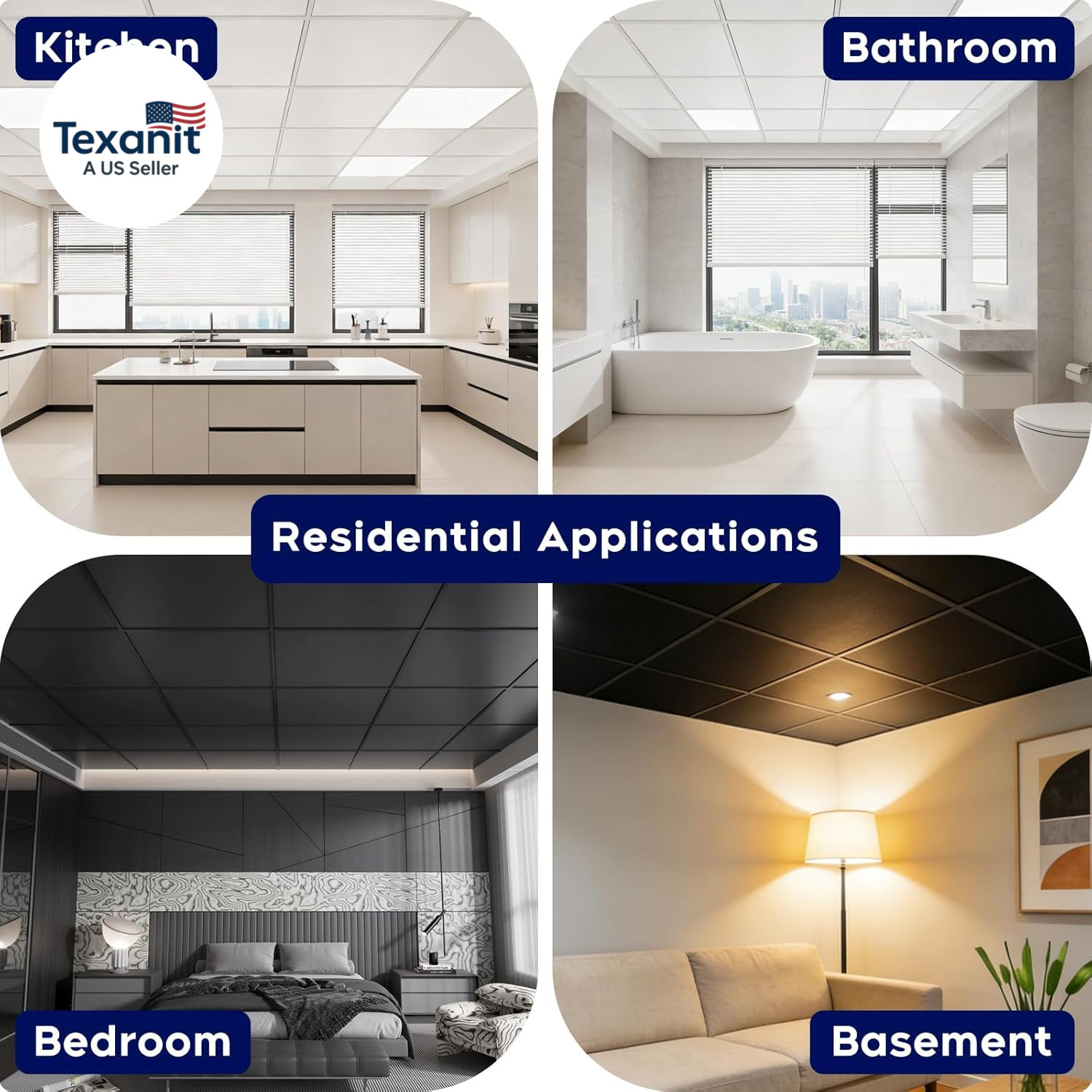 Premium PVC Smooth Drop Ceiling Tiles 2Ft X 4Ft – Waterproof, Fire-Rated, Washab