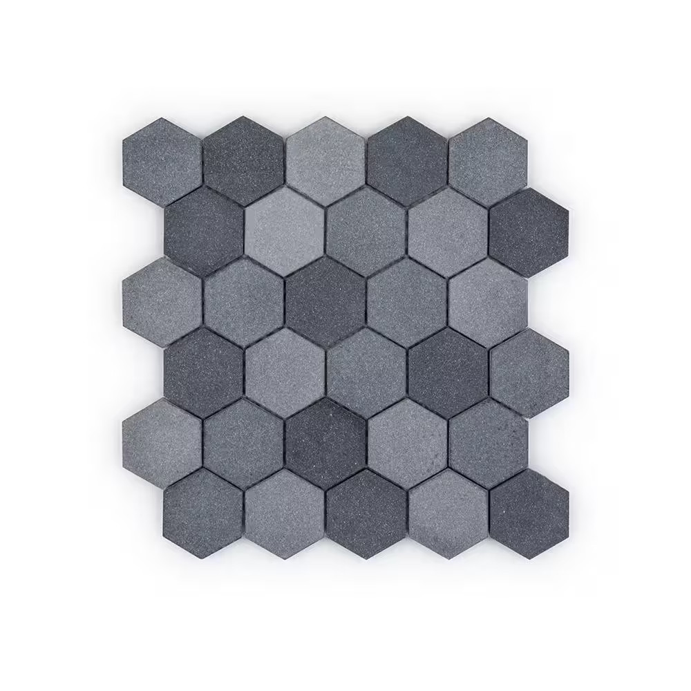 Industrial Loft Charcoal 11.25 In. X 11.75 In. Hexagon Honed Terrazzo Wall and F