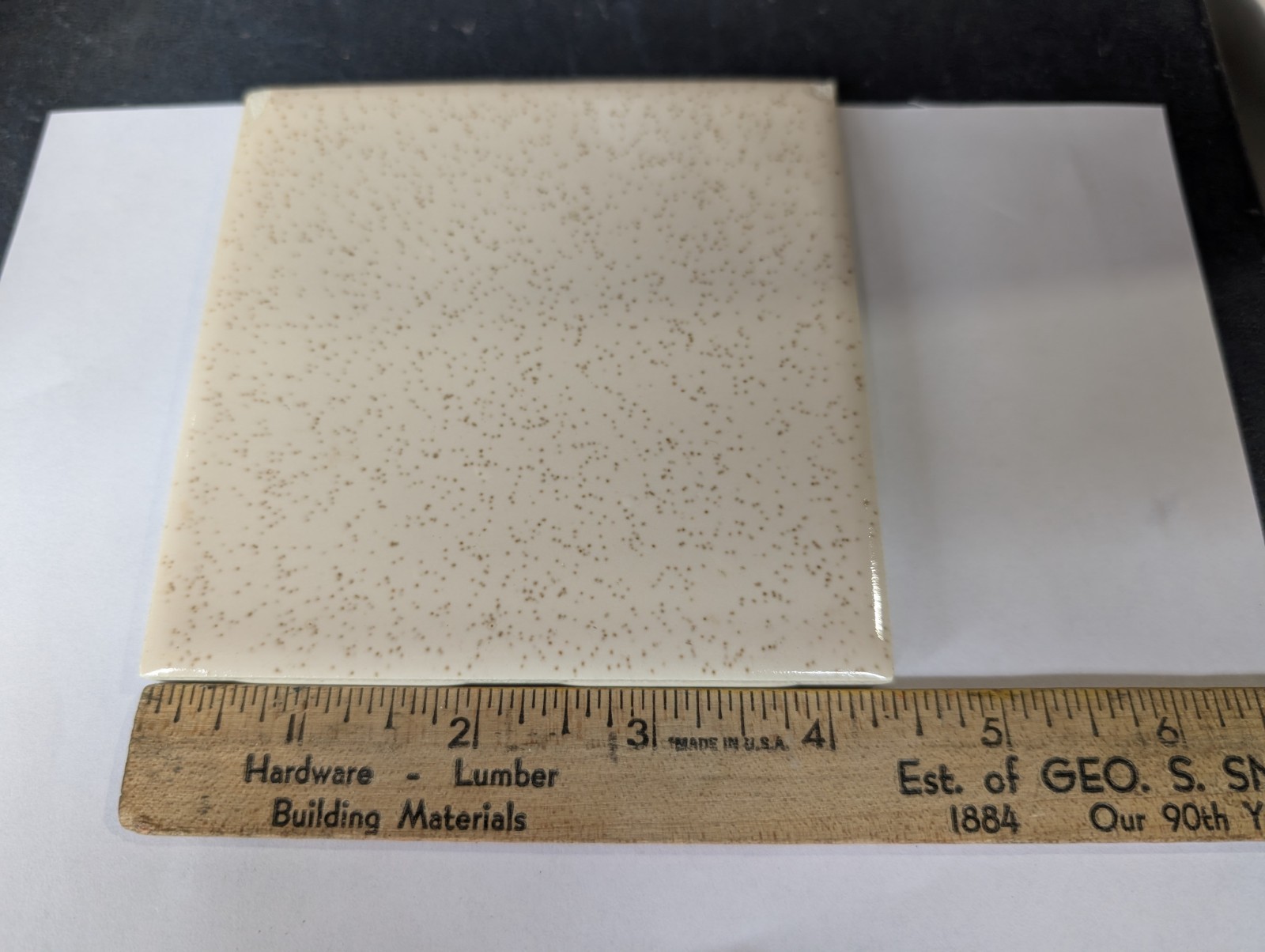 2 pcs Vintage 4 3/8″ Ceramic Tile Florida Tile Speckled Glossy “Buckwheat” #291