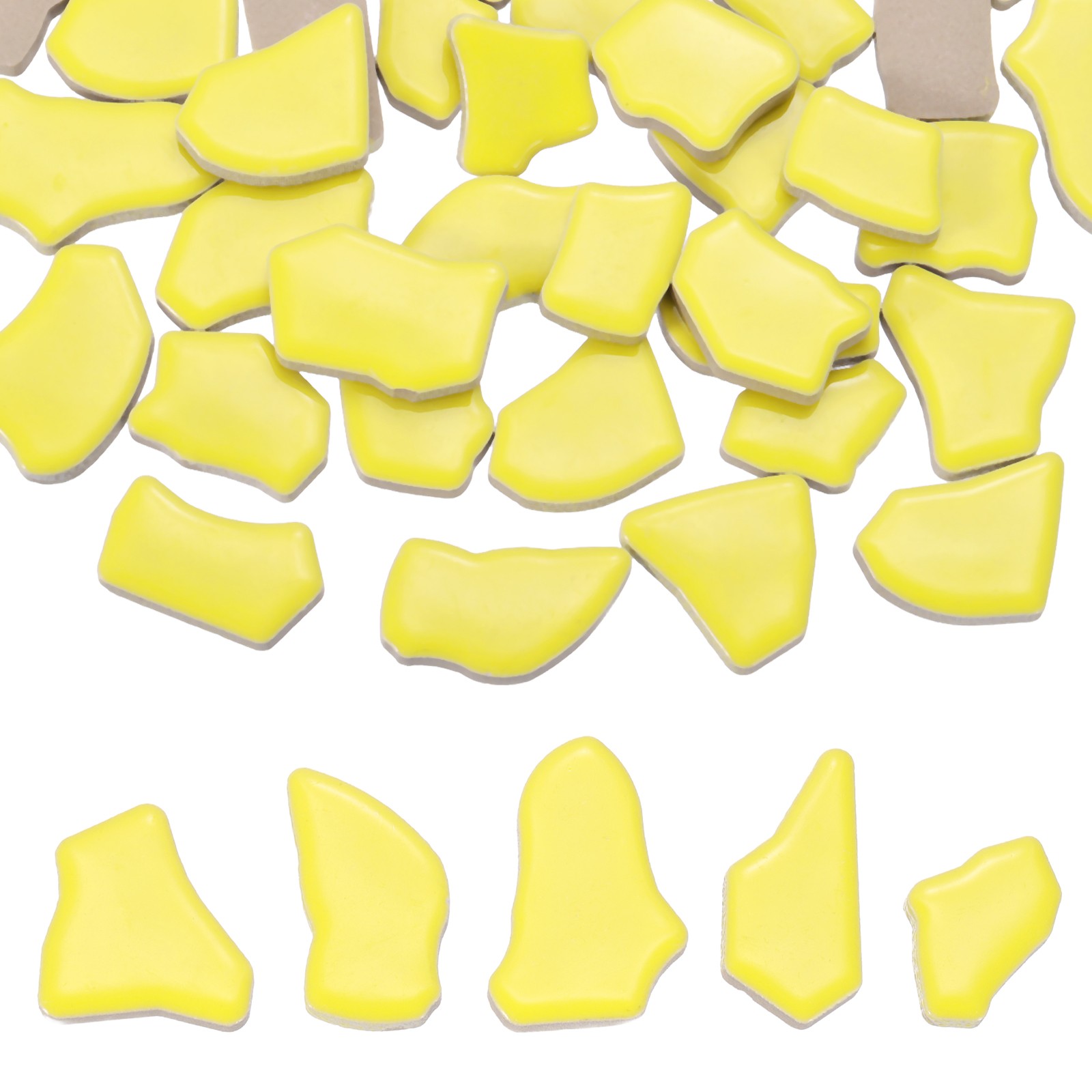 250g/0.55LB 0.79″-1.57″ Irregular Ceramics Mosaic Tiles, Lemon Yellow