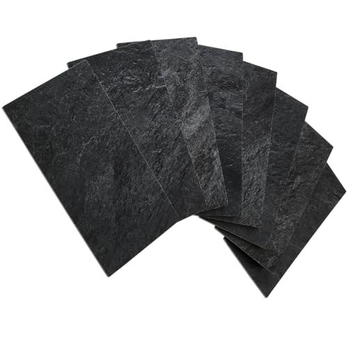Transform Your Space: 100 Black Slate Peel and Stick Tiles | 12.1 sq ft Coverage