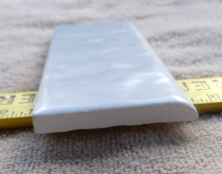 White Satin Glaze Ceramic Molding Tile subtle bubble surface Rounded Edge 6″x2″