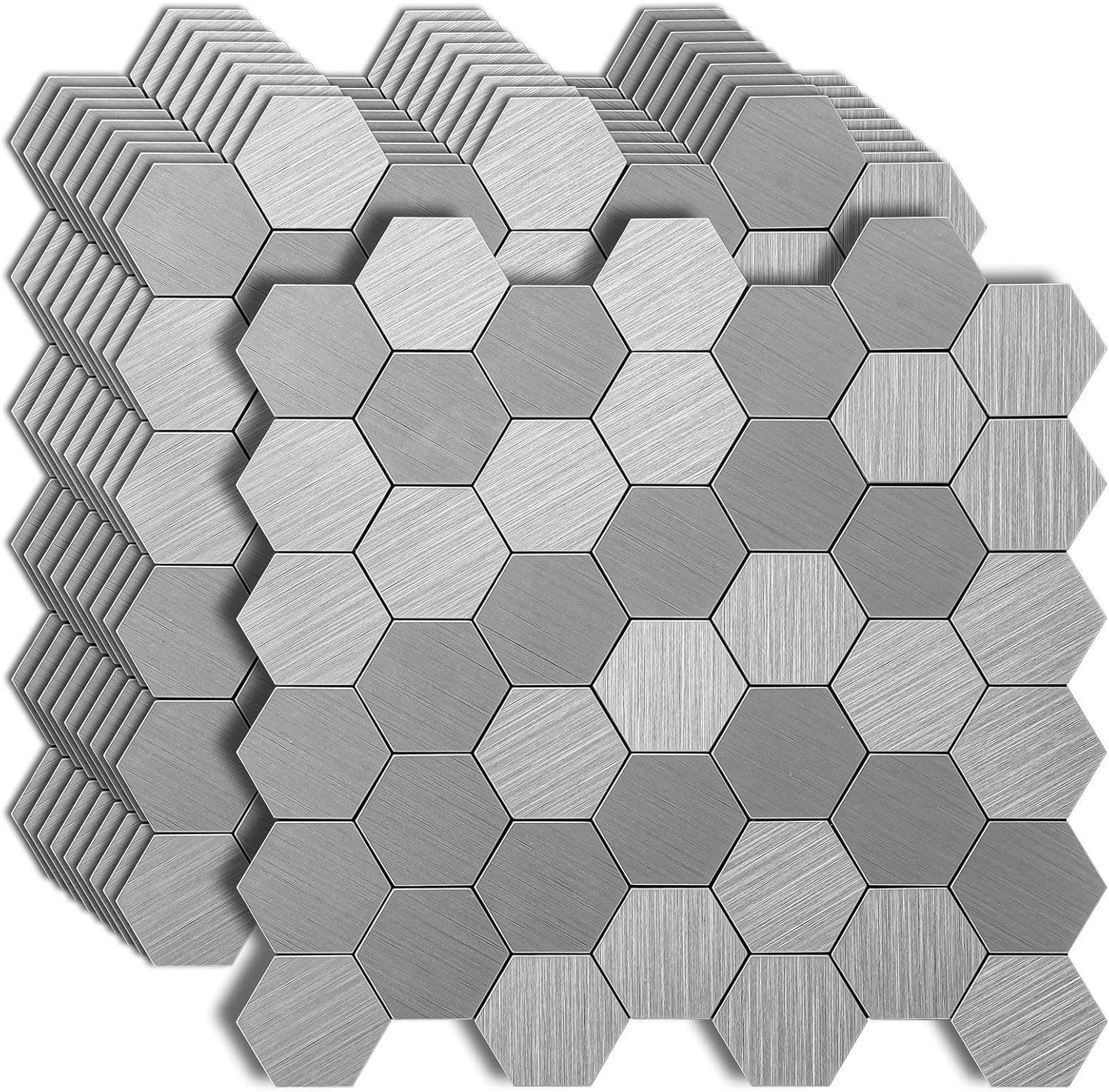 10-Pack Self-Adhesive Metal Backsplash Peel and Stick Tile for Kitchen, 12″ x…