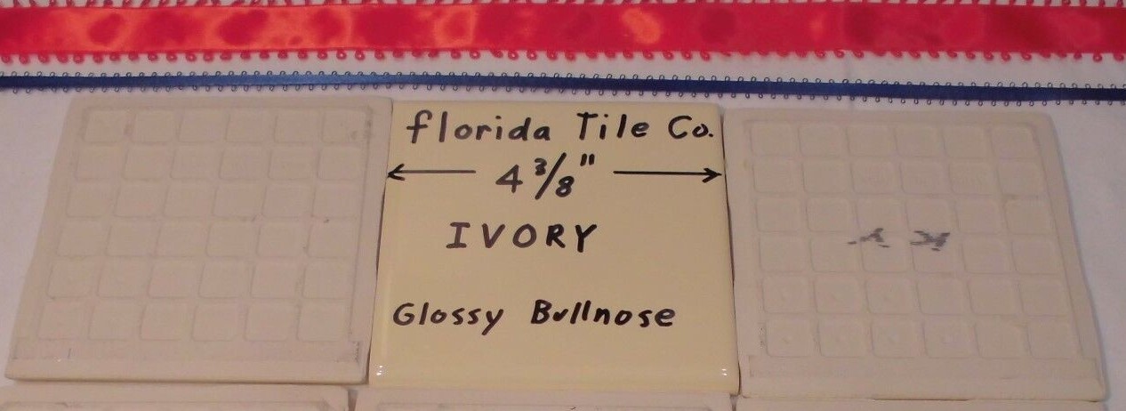 1 pc. Bullnose Ceramic Tiles *Ivory* 4-3/8″ Florida Tile Co. New Glossy Mint