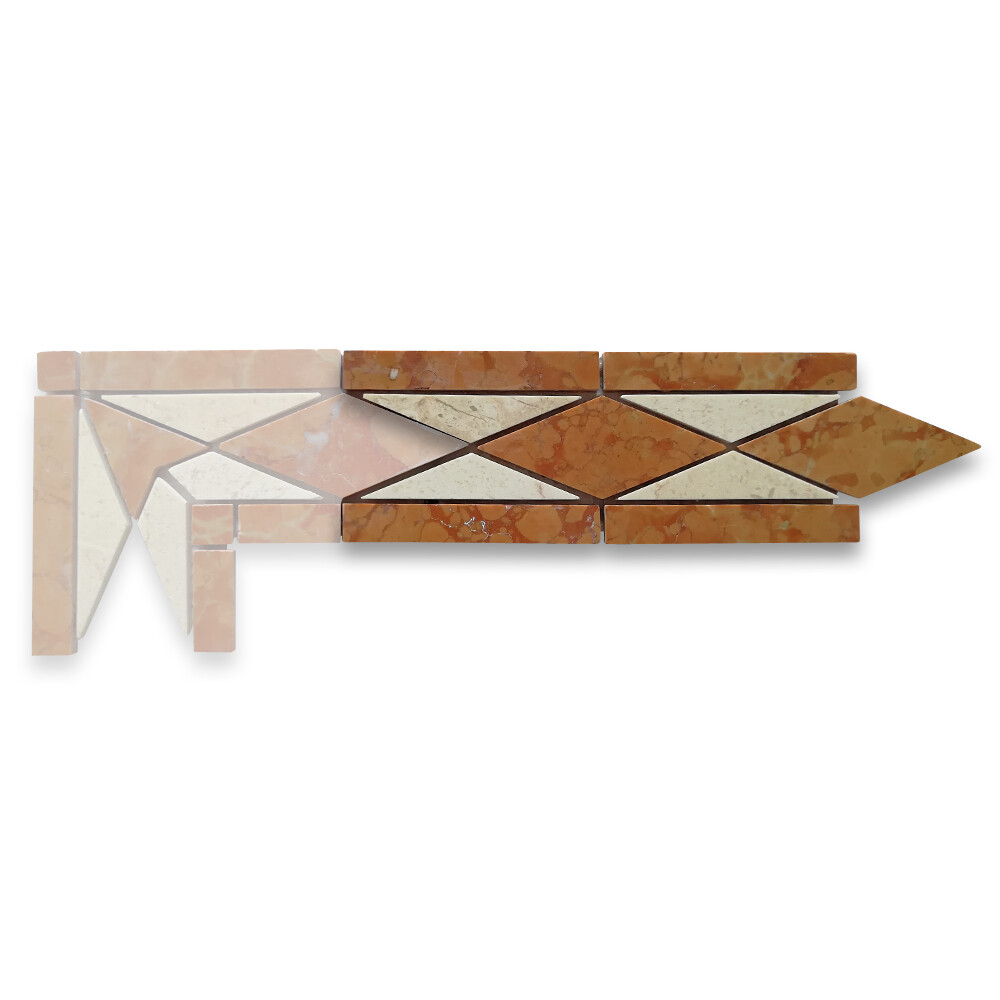 B0006P Marble Mosaic Border Listello Accent Tile Classic Rossa 3×7.9 Polished