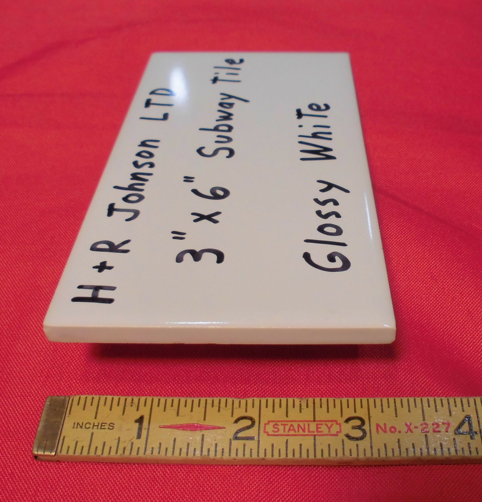1 pc. Vintage *White* Subway Glossy Ceramic Tile 3″ X 6″ X 3/16″ H R Johnson Co.