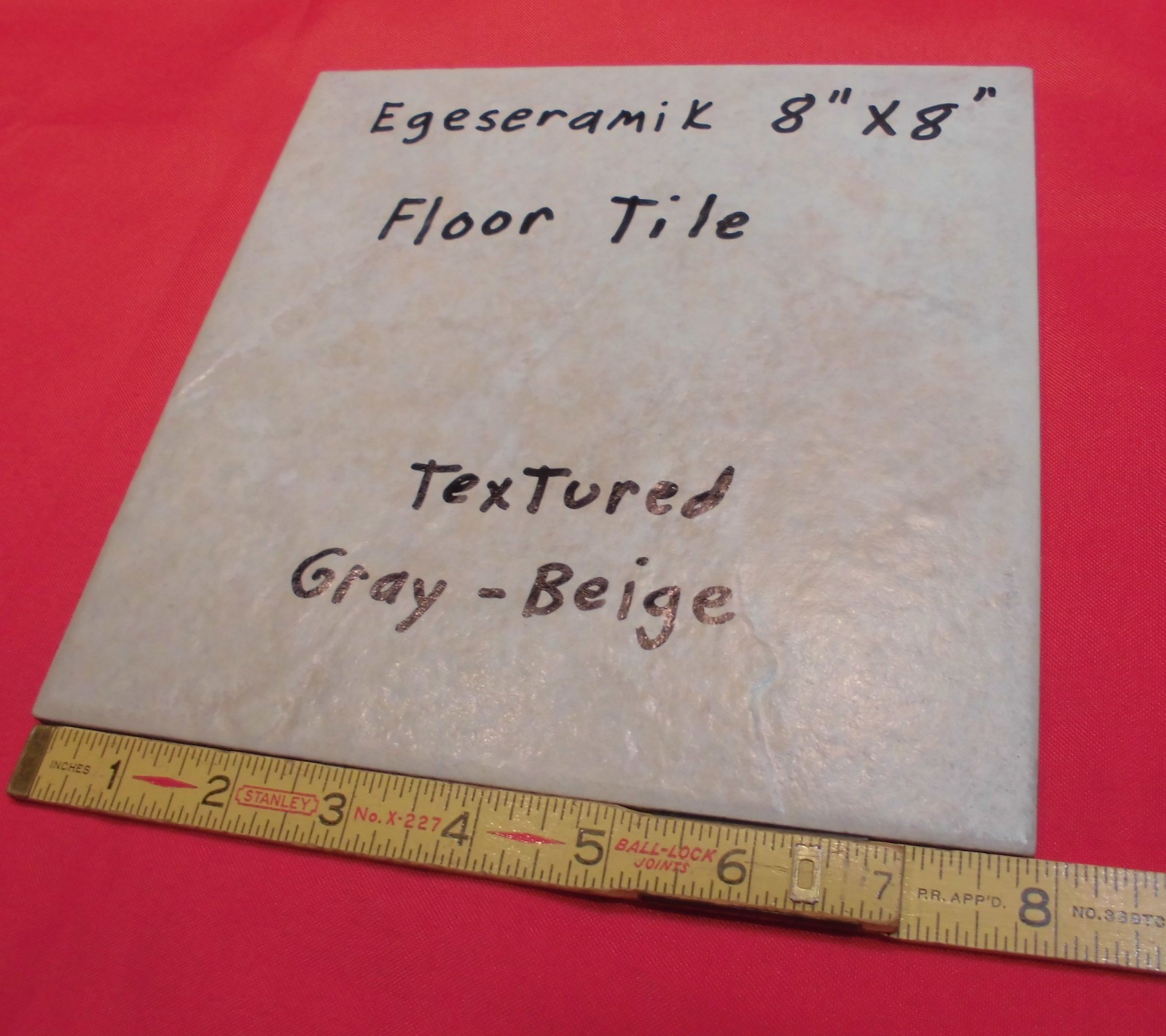 1 pc. Textured *Gray-Beige* Ceramic Floor Tile 8″ X 8″ actual size 7-7/8″