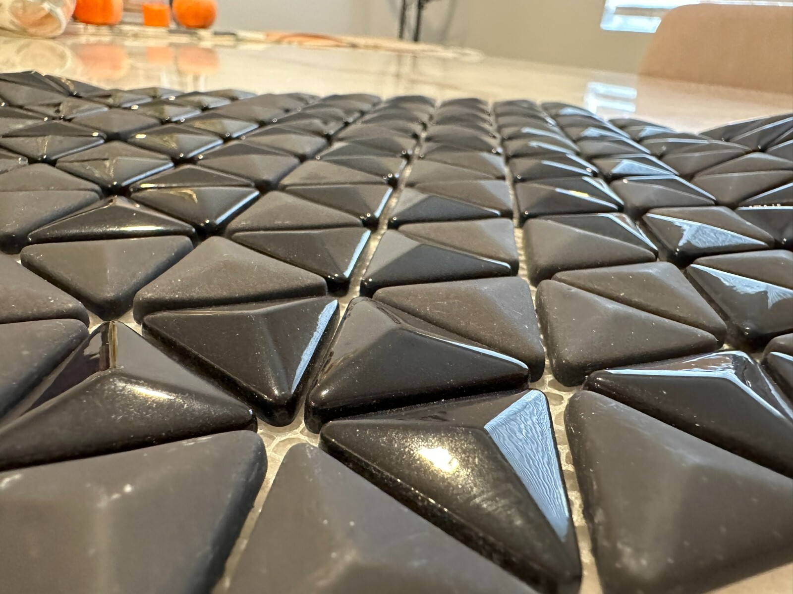 Black Triangle Matte and Glossy Mixed Mosaic Glass