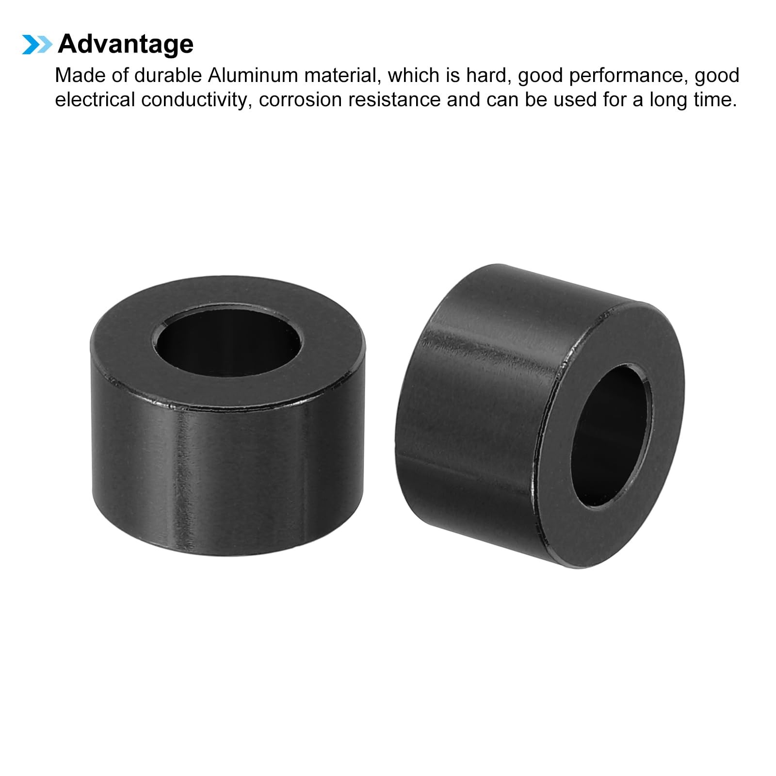 PATIKIL M8 Aluminum Spacer, 8 Pcs Metal 8.2mm ID x 16mm OD x 10mm L, Black