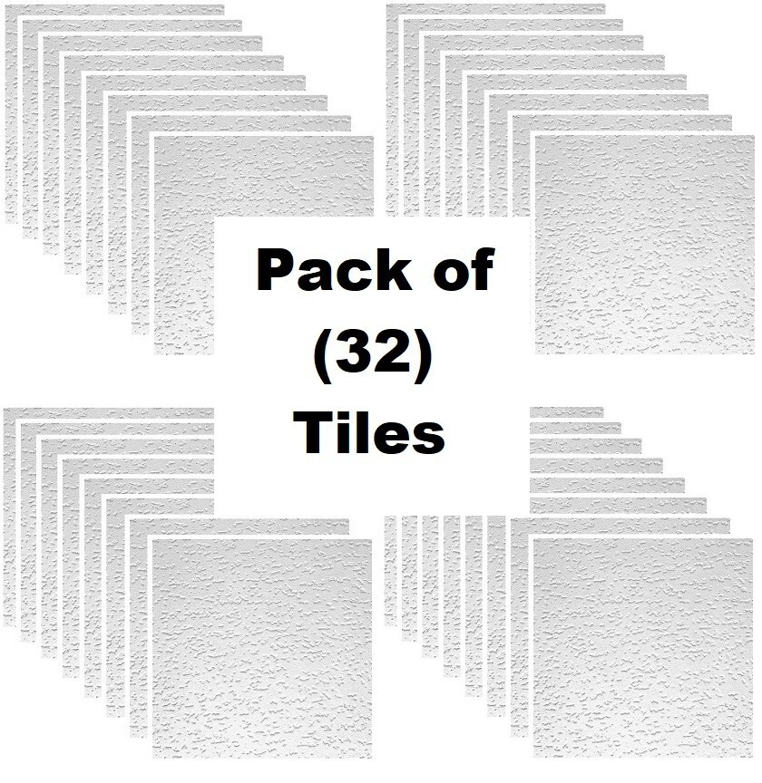 USG 4240 12″ x 12″ Tivoli Textured Tongue In Groove Ceiling Tiles – 32 Pack