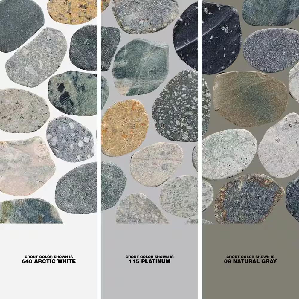 Sliced Pebble Tile River Grey 11-1/4 In. X 11-1/4 In. X 9.5 Mm Mesh-Mounted Mosa