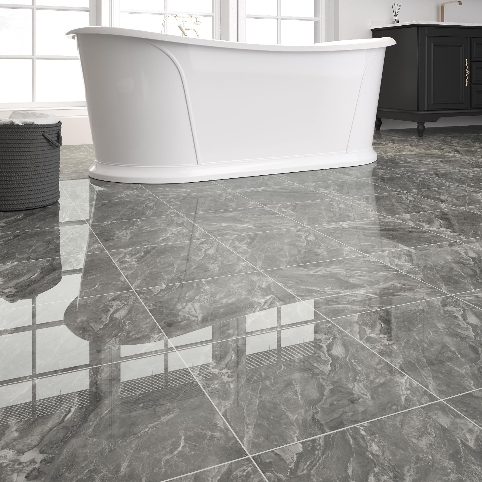 20-Pack 19.34 Sq.Ft Peel and Stick Floor Tiles Vinyl Glossy Pattern Flooring,…