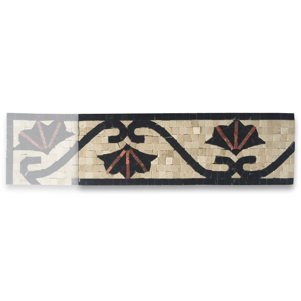 B0080P Marble Mosaic Border Shower Listello Tile Carnation Red 4×12 Polished