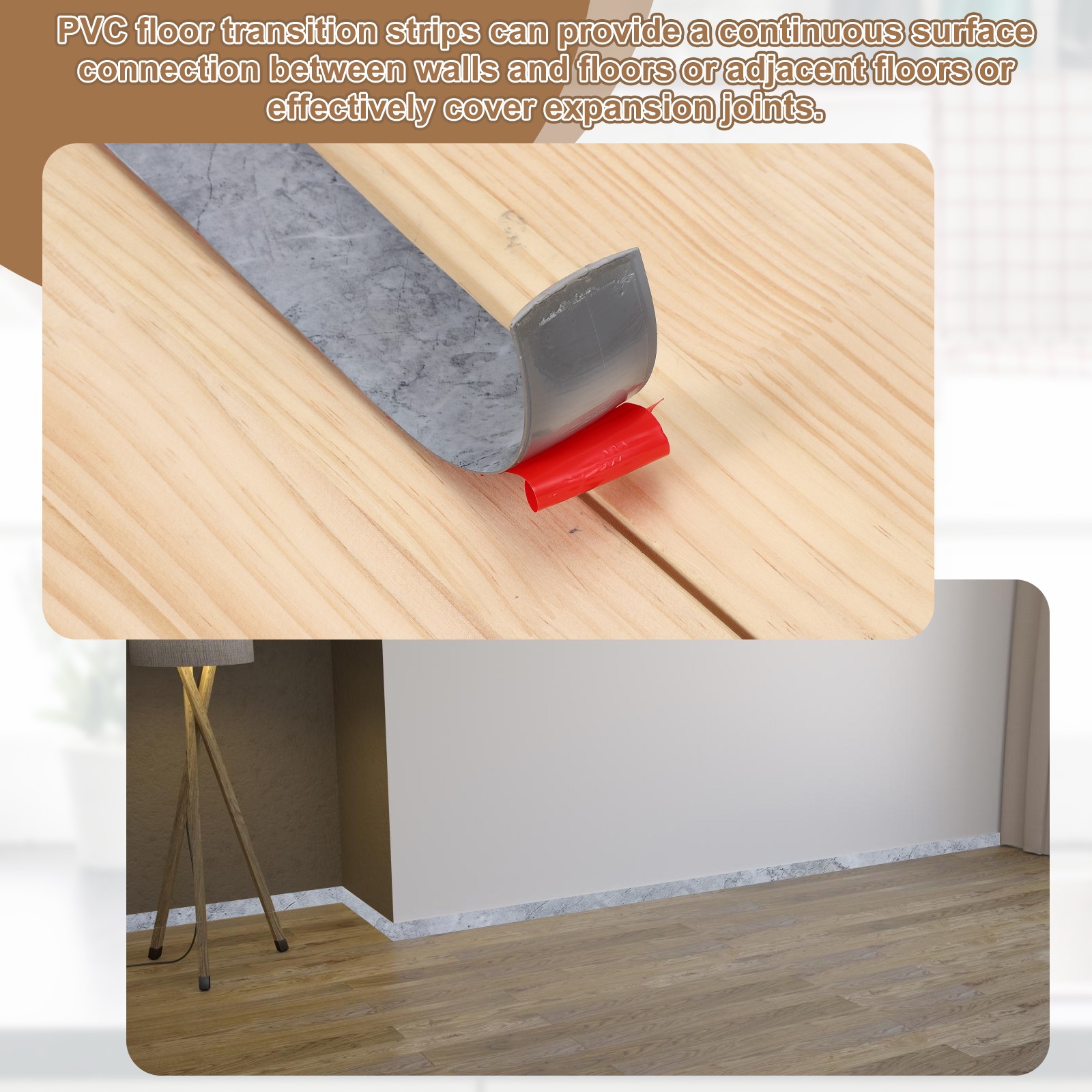 Floor Transition Strip 3.28 Ftx1.57″ Plastic Edging Trim Rosewood Vein Brown,
