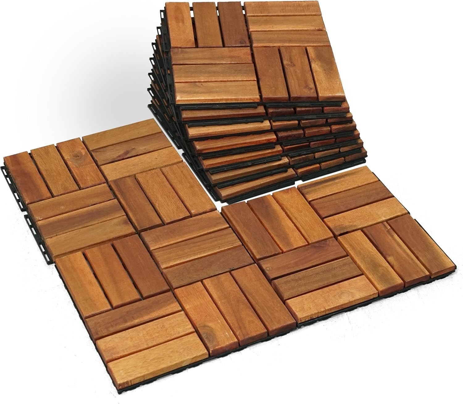 Wood Interlocking Deck Tiles – 12″X12″ Indoor & Outdoor Flooring Tiles for Balco