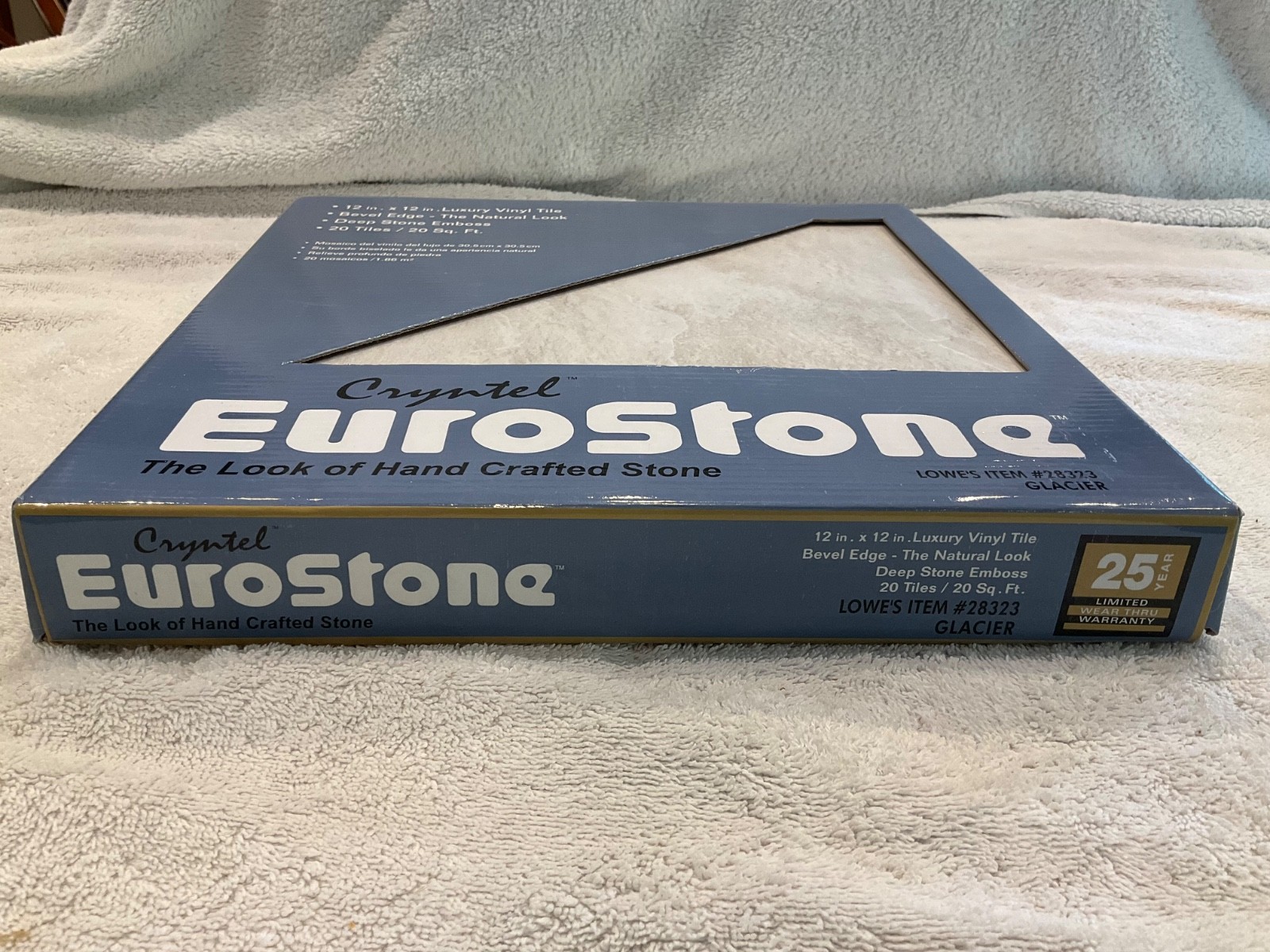 Cryntel EuroStone Luxury Vinyl Tile 12×12 Glacier Bevel Edge Box of 20 Sq Ft