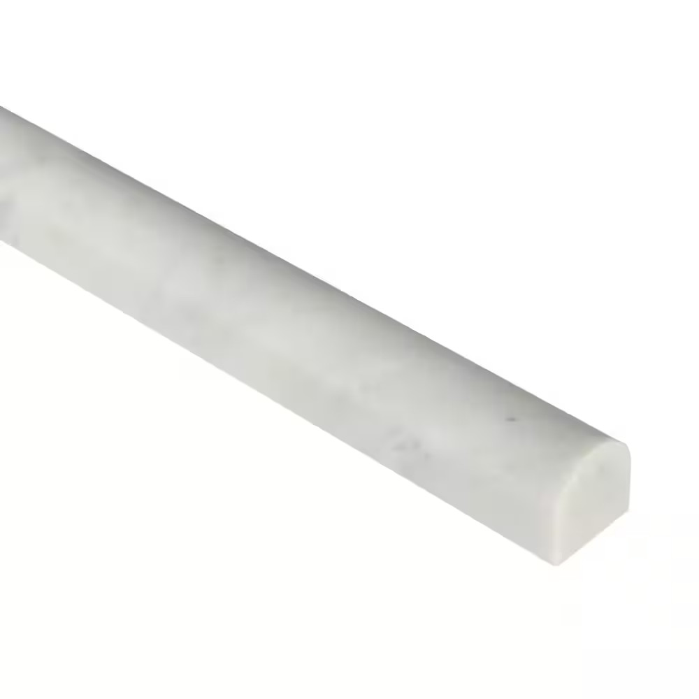 Carrara White Pencil Molding 3/4 In. X 12 In. Polished Marble Wall Tile (20 Lin.