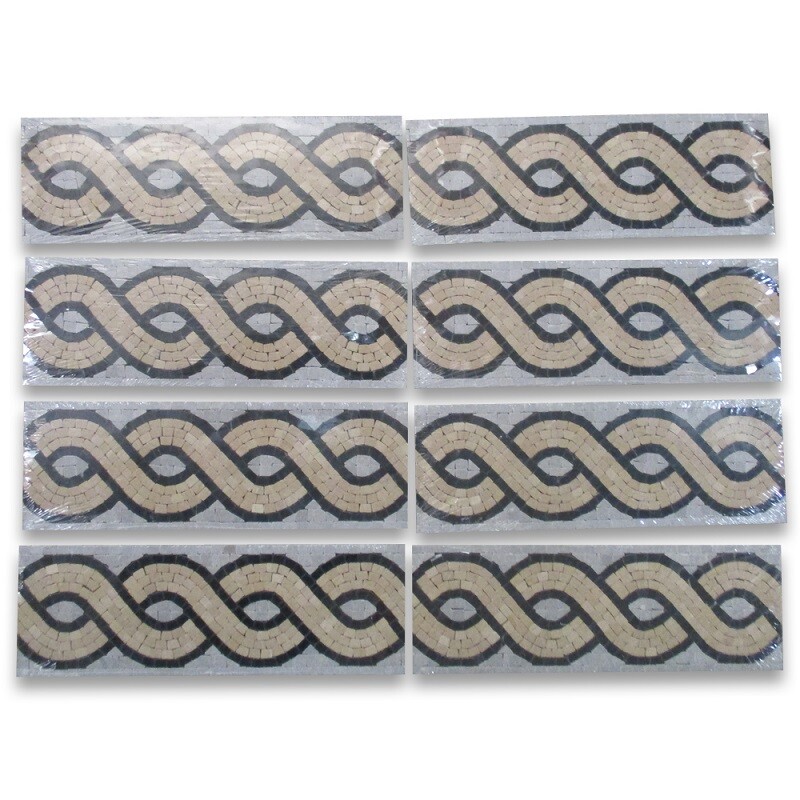 B4670T Marble Mosaic Border Accent Listello Tile Wave Nova 4×12 Tumbled