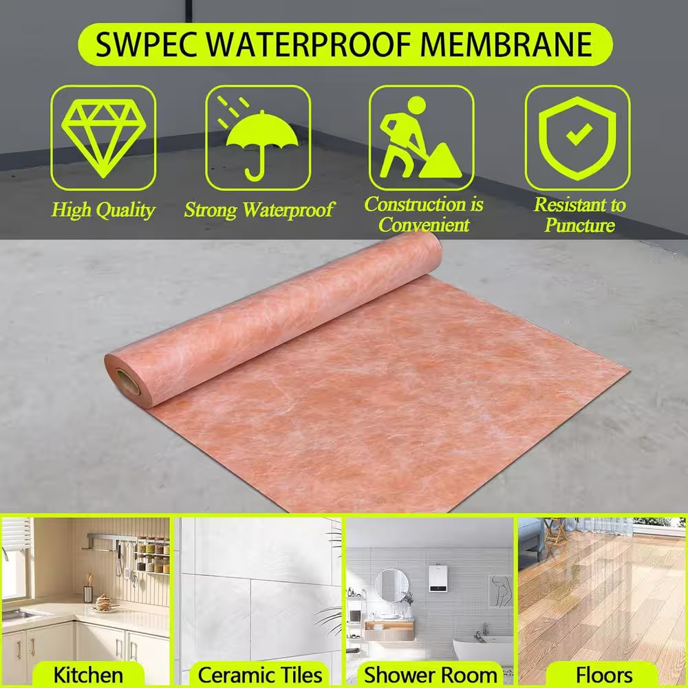Waterproof Membrane 325 Sq. Ft. Roof Tile Underlayment PE Fabric for Shower Wall