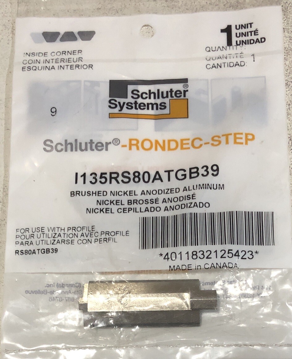 Schluter Rondec-Step I135RS80ATGB39 Brushed Nickel Inside Corner