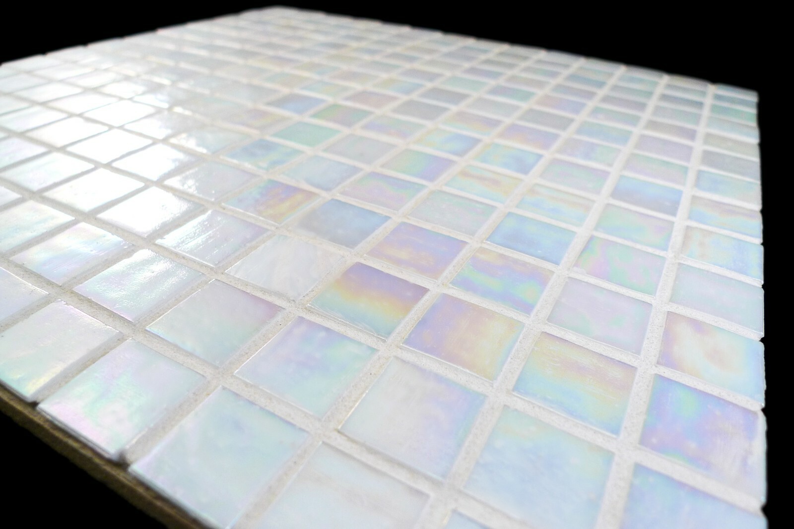 White Iridescent Mosaic Glass Tile for Kitchen & Bath