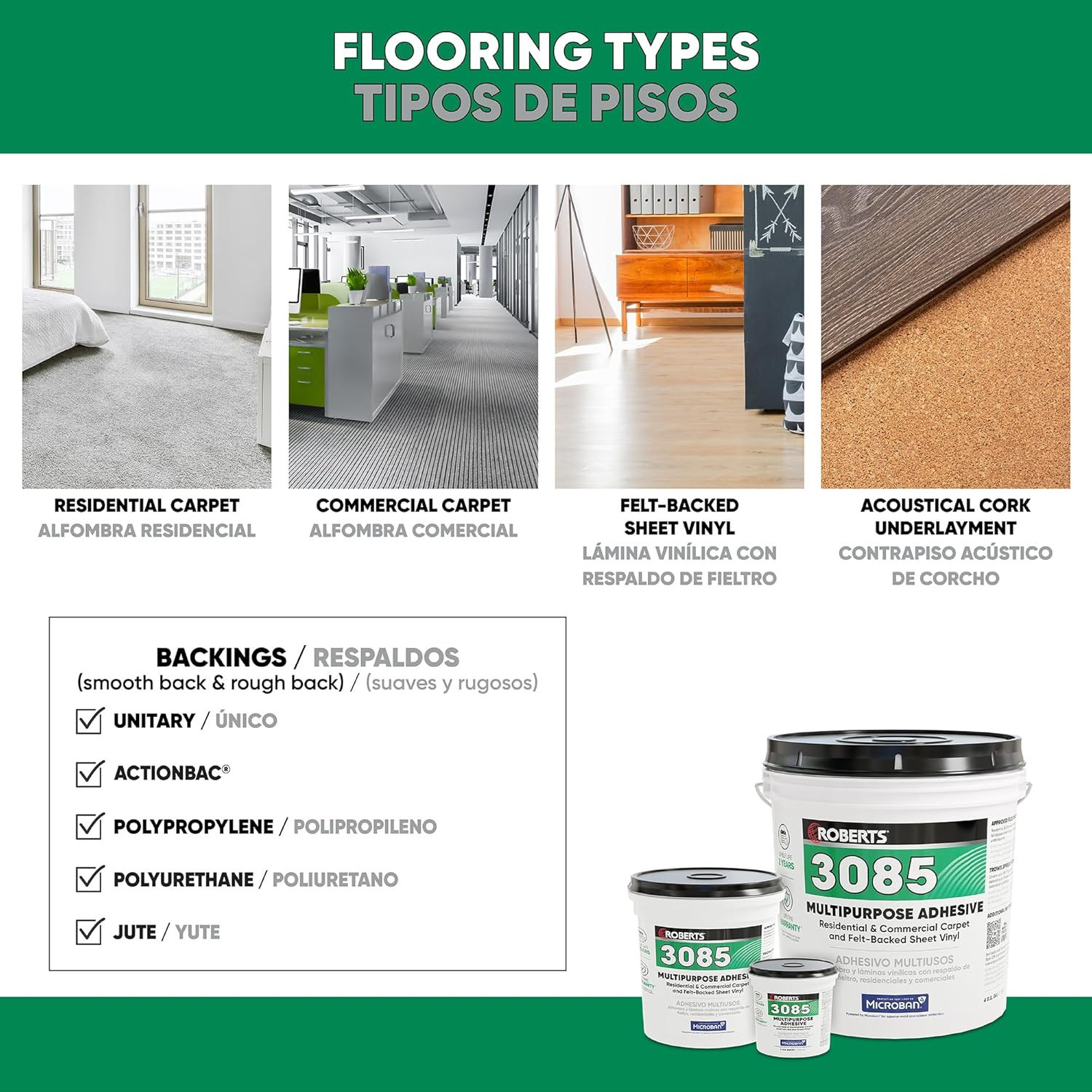 Roberts 3085-0 Multipurpose Carpet and Felt Back Vinyl Adhesive, 1 Quart, Beige