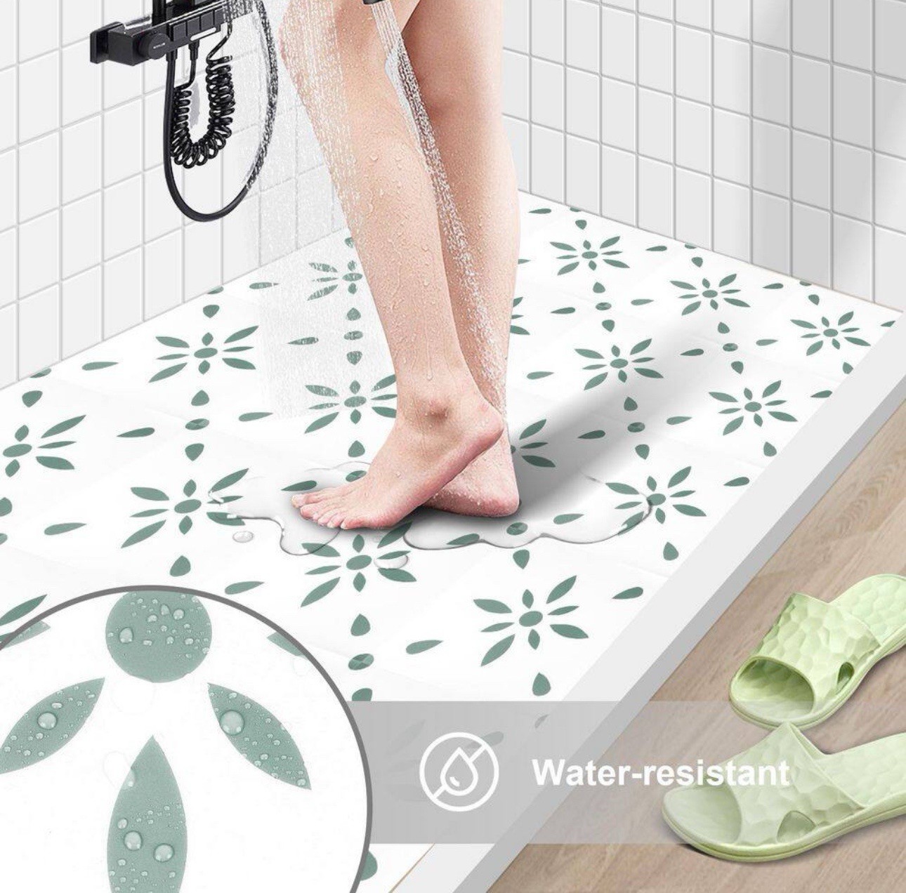 Green Vinyl Peel and Stick Backsplash, Wall Tile for Kitchen (10PKG/9.69sq ft)