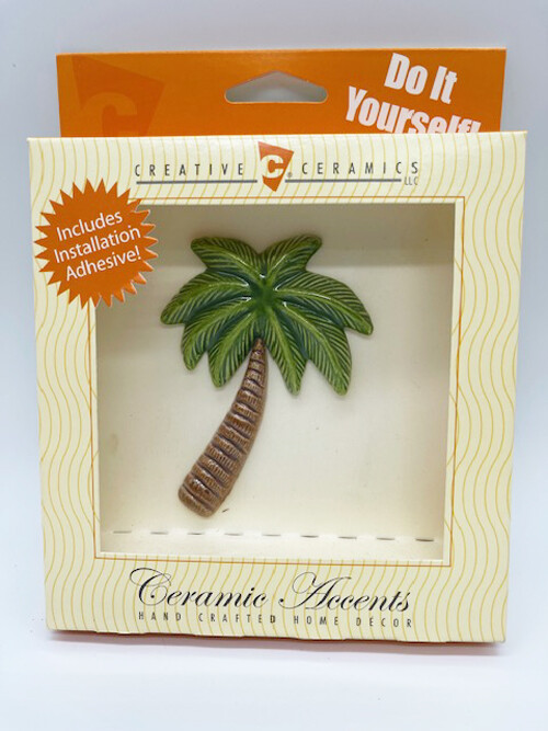 New Creative Ceramics Stick On Wall Art Tile Palm Tree Bathroom Kitchen