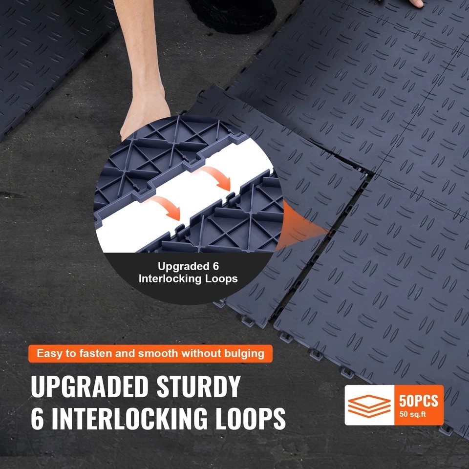 Garage Tiles Interlocking 12×12 in 50 Pack Garage Flooring Tiles Gray