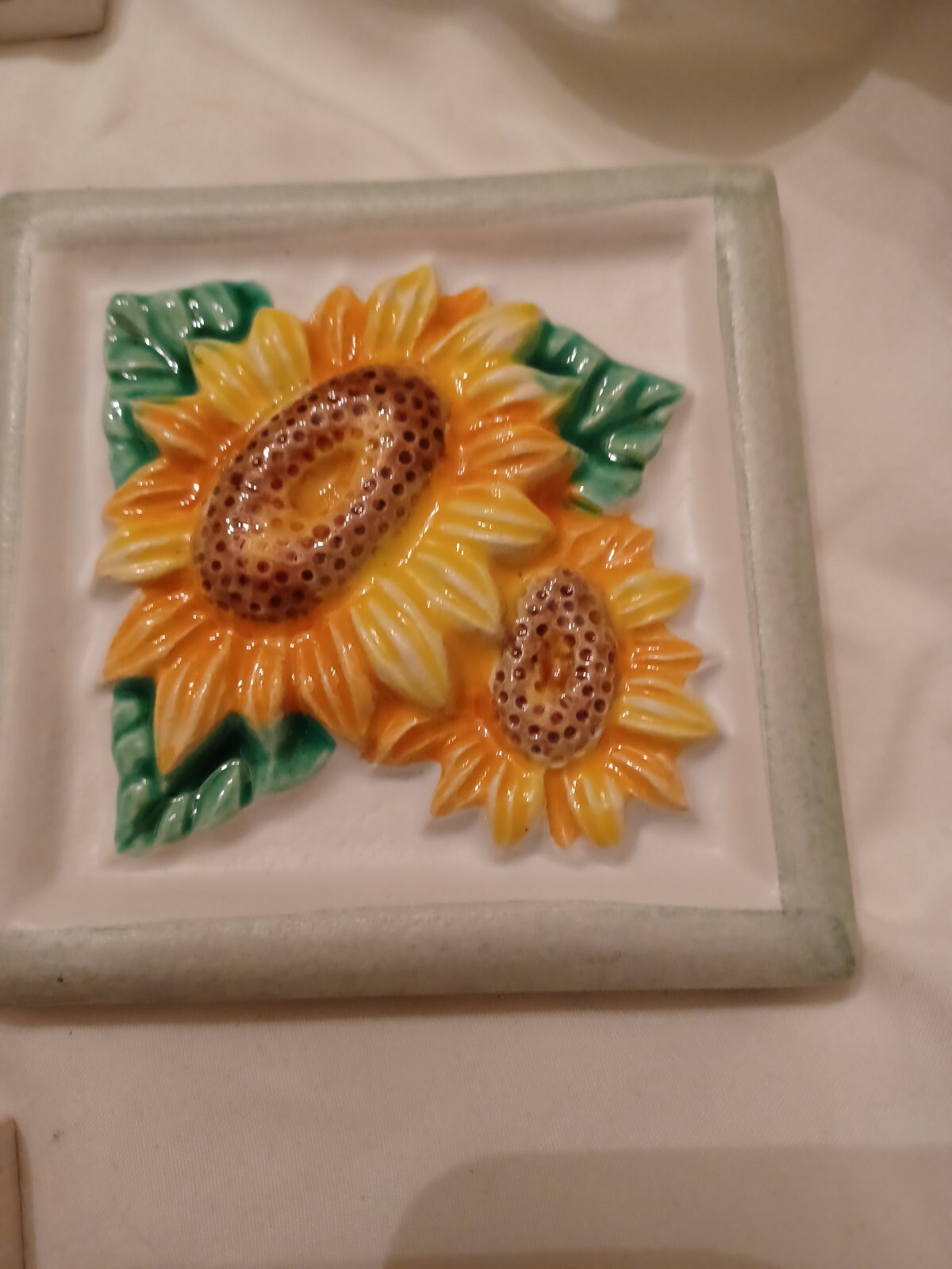11 pieces – Decorative Ceramic Tile 3 7/8 X 3 7/8 inches – sunflower pattern