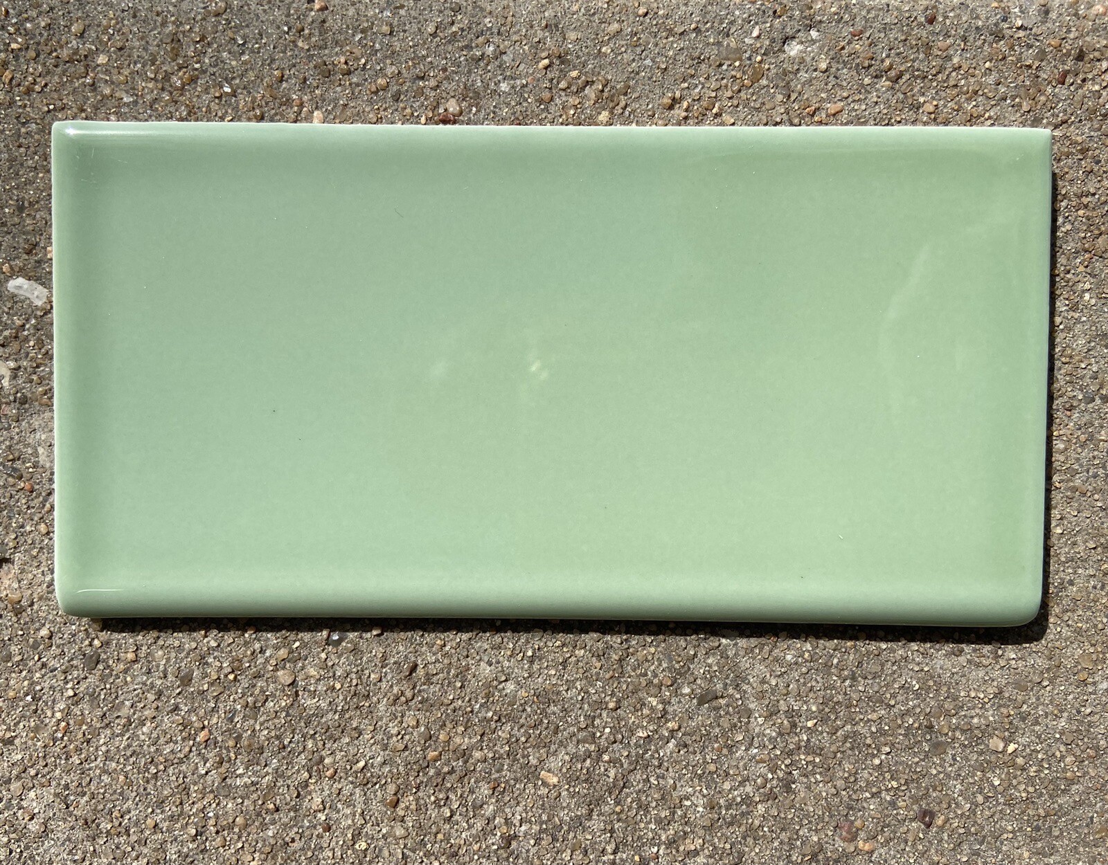 Sage Green Subway Tile Bullnose 12 pieces 6 Linear Feet 6″ by 3″ Fired Earth