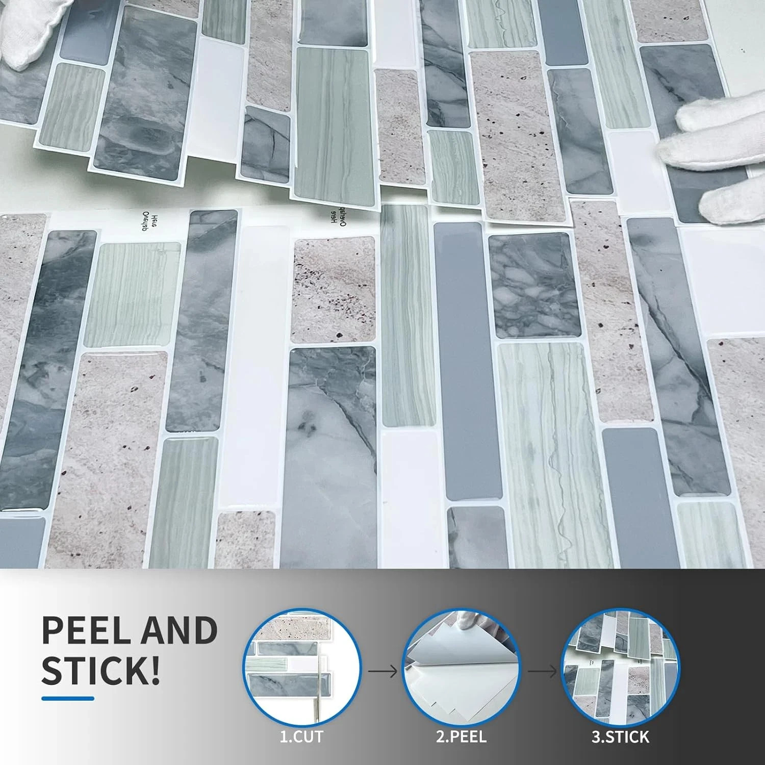 10 Sheet Peel and Stick Backsplash Tiles, 12 X 12 Inch Sage Green Self Adhesive