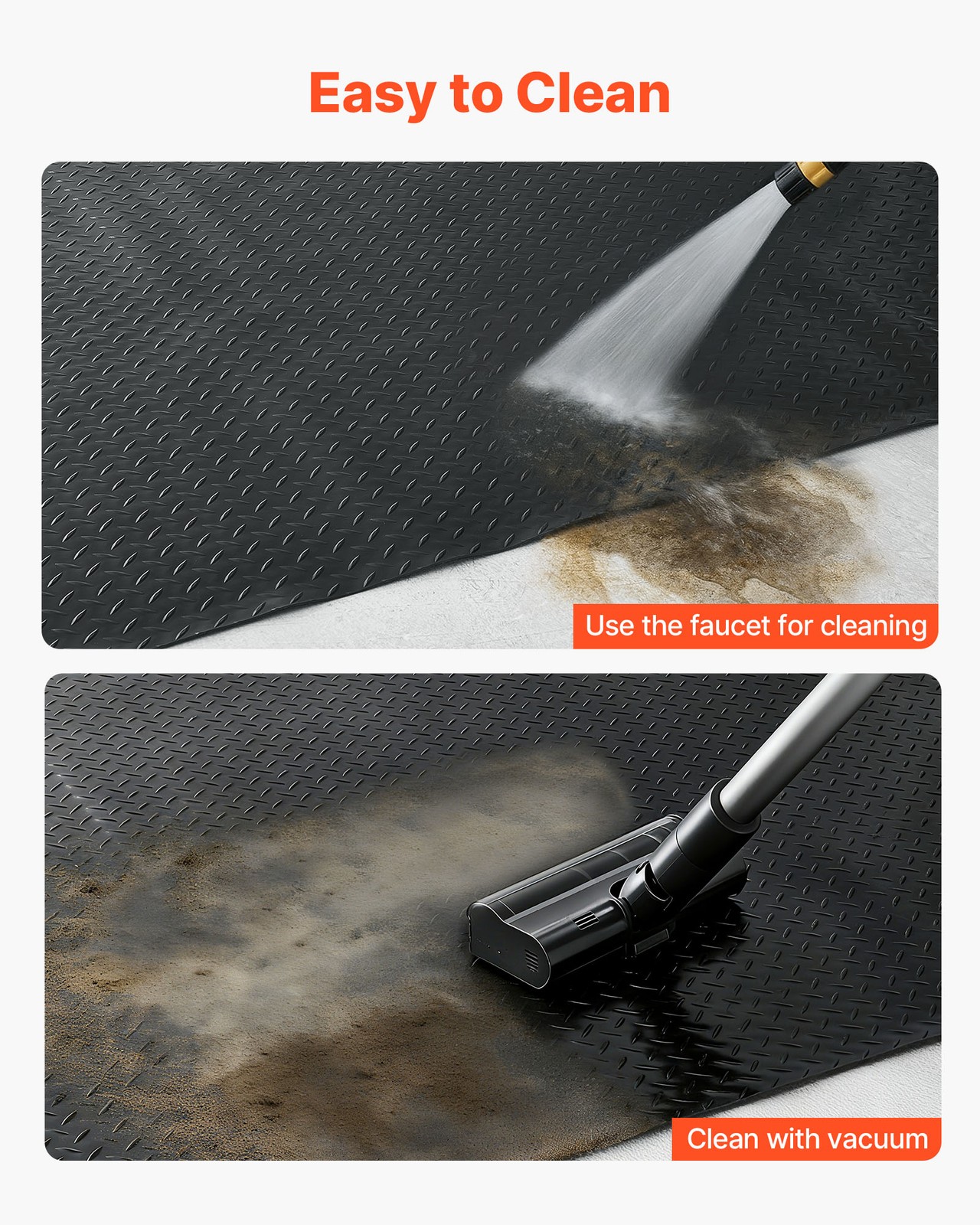 VEVOR Garage Floor Roll 4×10 ft PVC Diamond Mat Non-Slip Easy Clean Black