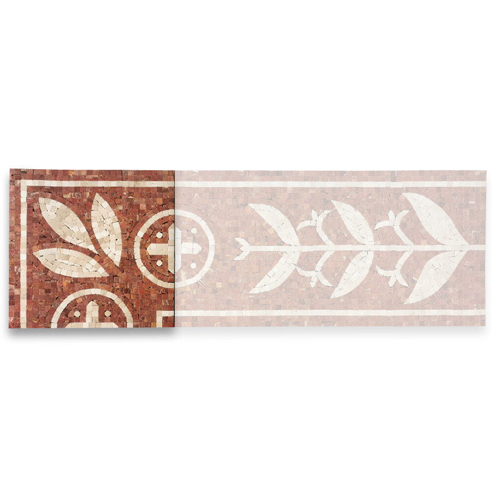 B0111CP Coral Carnelian 11×11 Marble Mosaic Border Corner Tile Polished