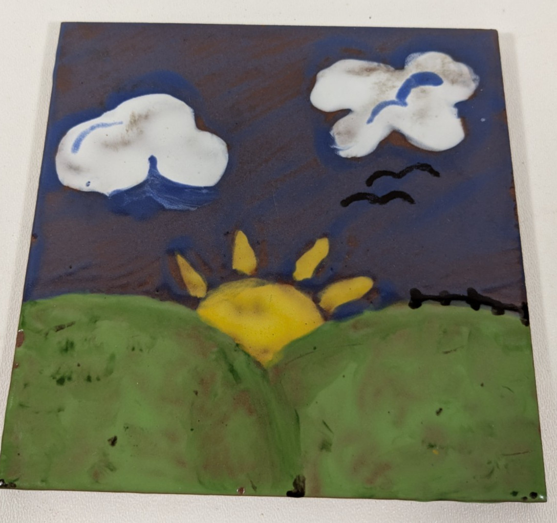Ceramic Art Tile 6″x6″ Cute Colorful Sunrise Sunset Sunshine Landscape Kitchen