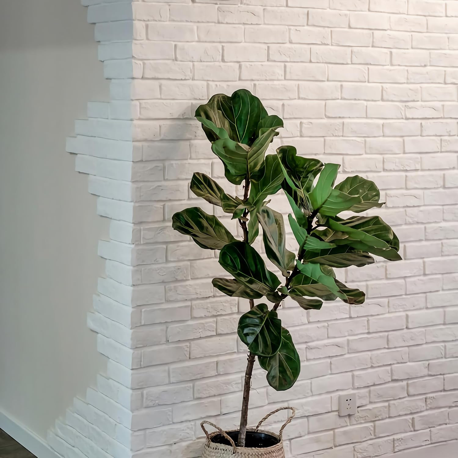 20 Pcs White Thin Brick Veneers, 2.4in x 7.9in 3D Faux Wall Brick for Kitchen Ba