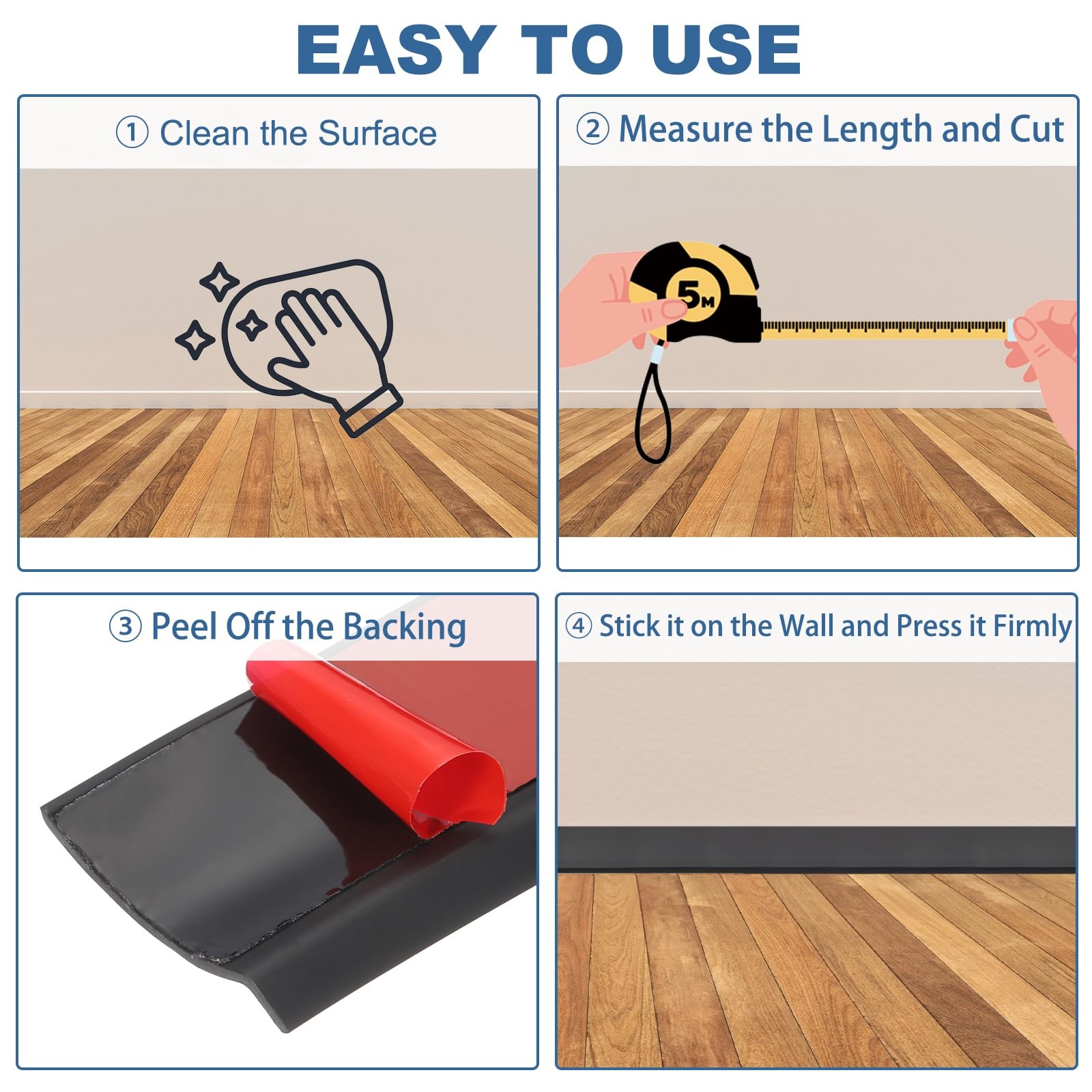 PATIKIL Peel and Stick Molding Trim for Walls, 10 Feet x 2 Inch Baseboard Tri…