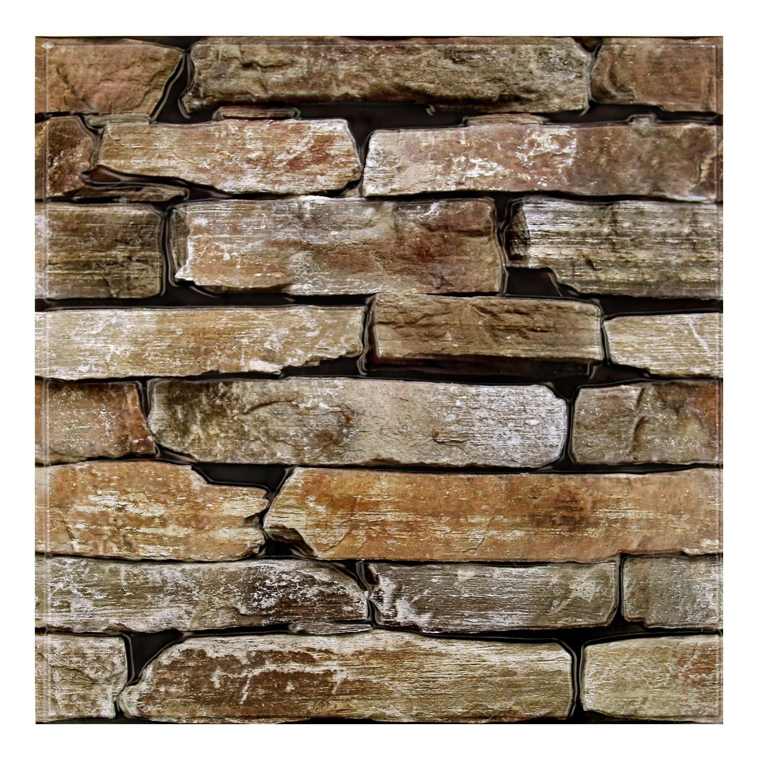 3D Faux Stone Wall Panels Peel and Stick, 10 Pcs 11.8″ x 11.8″, Stone-Look Te…